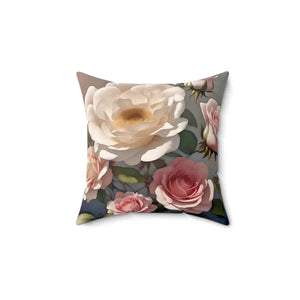Rose Flowers Polyester Square Pillow - Spun Comfort - Dipaliz - Throw Pillows