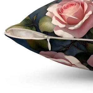 Rose Flowers Polyester Square Pillow - Spun Comfort - Dipaliz - Throw Pillows