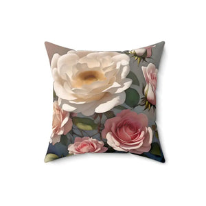 Rose Flowers Polyester Square Pillow - Spun Comfort - Dipaliz - Throw Pillows