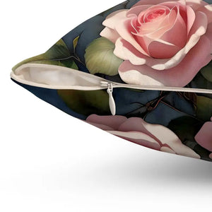Rose Flowers Polyester Square Pillow - Spun Comfort - Dipaliz - Throw Pillows