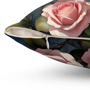 Rose Flowers Polyester Square Pillow - Spun Comfort - Dipaliz - Throw Pillows