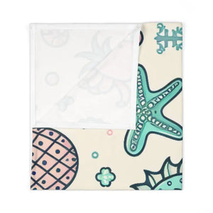 Baby Swaddle Blanket - Cozy Sea Creatures Jersey Polyester - Dipaliz - 30’’ × 40’’ / White - Swaddling Blankets
