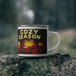 Cozy Season Frog Enamel Camping Mug Vibrant Colors - Dipaliz - 12oz - Mugs