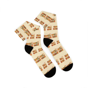 Cozy Season Sublimation Socks, ?Cozy Season’ Patterned Crew