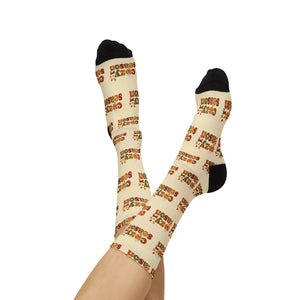 Cozy Season Sublimation Socks, ?Cozy Season’ Patterned Crew