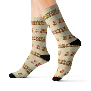 Cozy Season Sublimation Socks, ?Cozy Season’ Patterned Crew