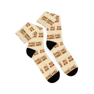 Cozy Season Sublimation Socks, ?Cozy Season’ Patterned Crew