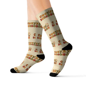 Cozy Season Sublimation Socks, ?Cozy Season’ Patterned Crew