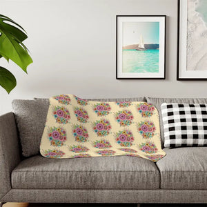 Sherpa Blanket Large Vibrant Flowers Cozy Soft Throw - Dipaliz - 30’’ × 40’’ / Beige - Blankets