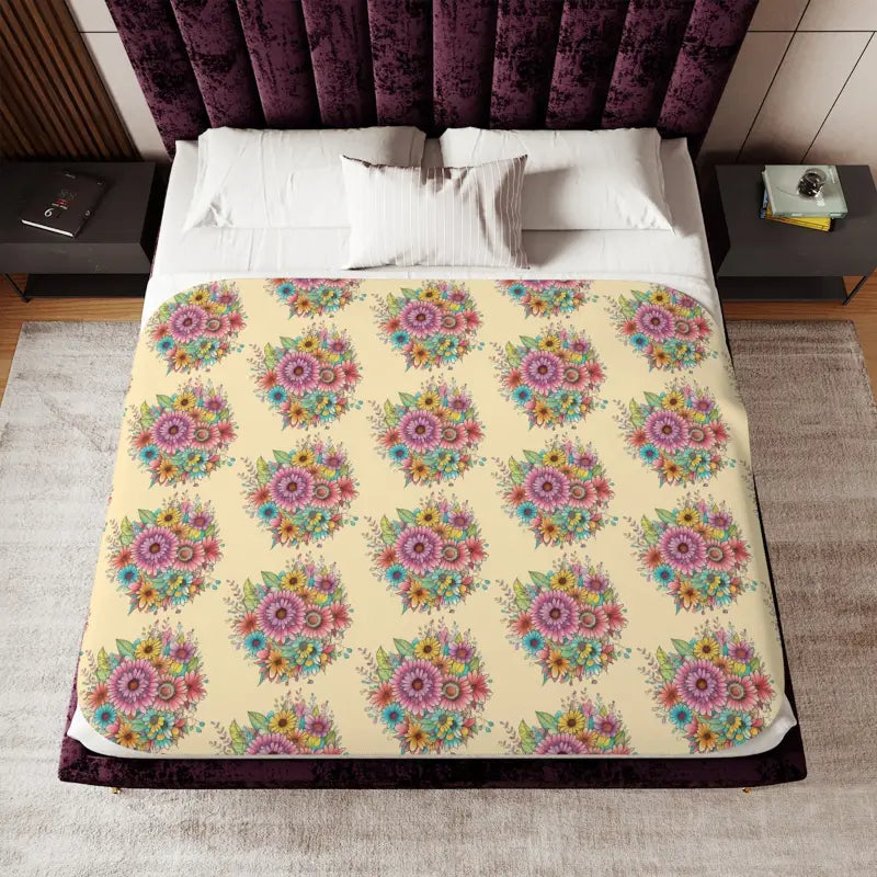 Cozy Up with Dipaliz Large Vibrant Flowers Sherpa Blanket - Home Decor