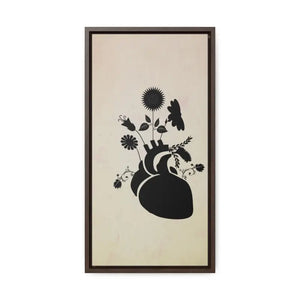 Human Heart Vertical Frame with Flowers and Plants Art - Dipaliz - 10″ x 20″ / Premium Gallery Wraps (1.25″) / Walnut