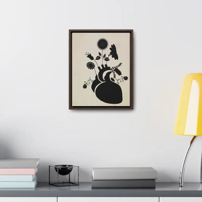 Elegant Vertical Frame: Human Heart with Flowers Artwork - Canvas