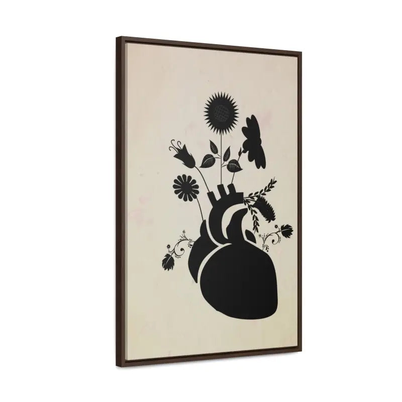 Elegant Vertical Frame: Human Heart with Flowers Artwork - Canvas