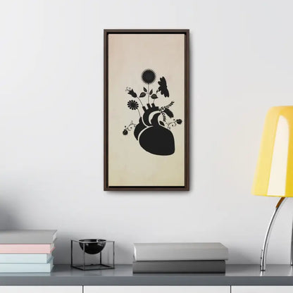 Elegant Vertical Frame: Human Heart with Flowers Artwork - Canvas