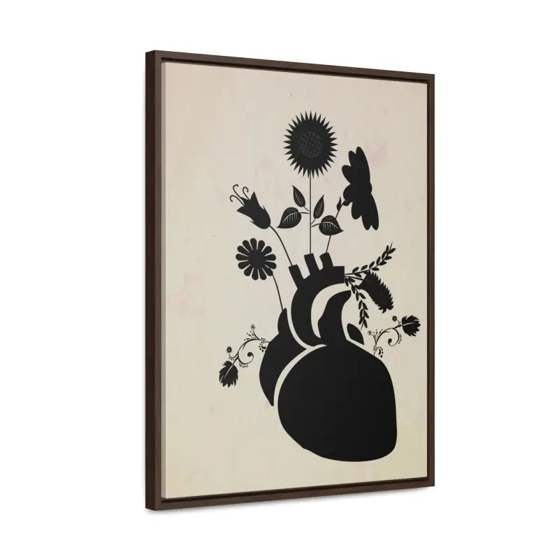 Elegant Vertical Frame: Human Heart with Flowers Artwork - Canvas