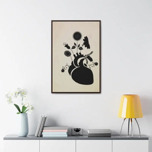 Human Heart Vertical Frame with Flowers and Plants Art - Dipaliz - Posters Prints & Visual Artwork