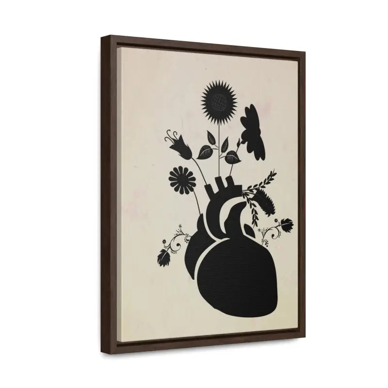 Elegant Vertical Frame: Human Heart with Flowers Artwork - Canvas