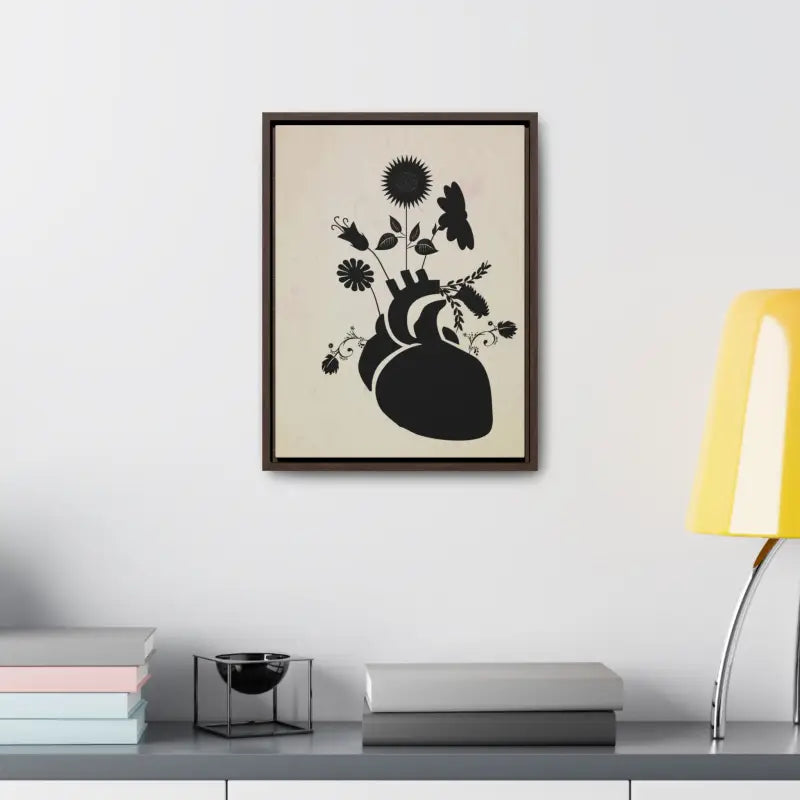 Elegant Vertical Frame: Human Heart with Flowers Artwork - Canvas