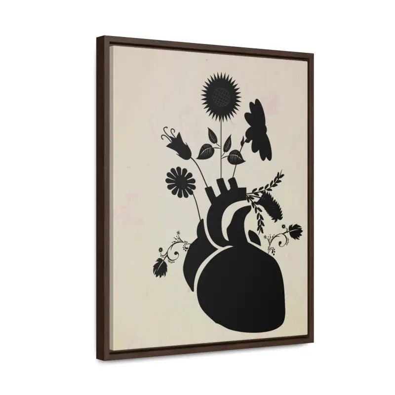 Elegant Vertical Frame: Human Heart with Flowers Artwork - Canvas