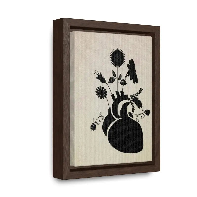 Elegant Vertical Frame: Human Heart with Flowers Artwork - Canvas