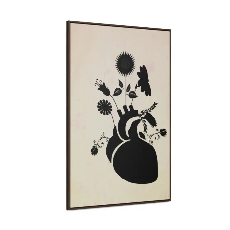 Elegant Vertical Frame: Human Heart with Flowers Artwork - Canvas