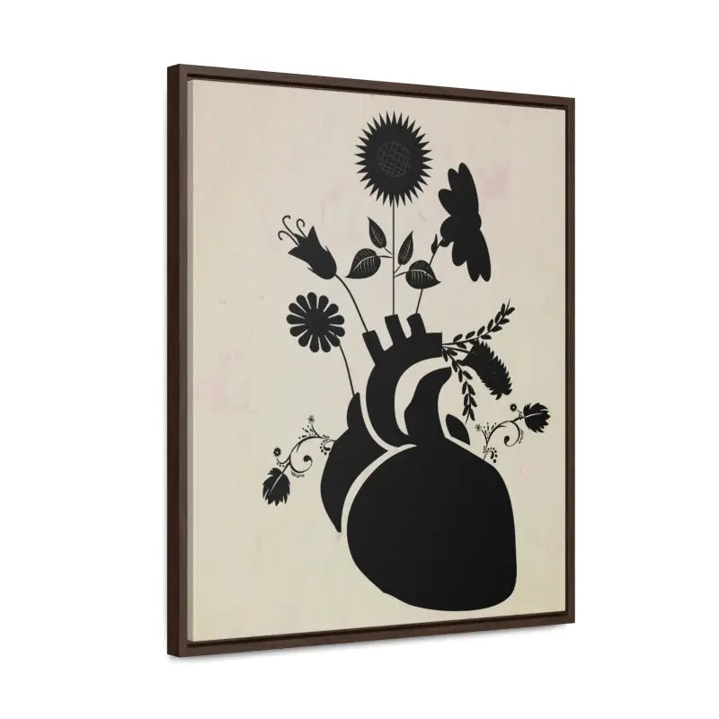 Elegant Vertical Frame: Human Heart with Flowers Artwork - Canvas