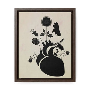 Human Heart Vertical Frame with Flowers and Plants Art - Dipaliz - 8″ x 10″ / Premium Gallery Wraps (1.25″) / Walnut