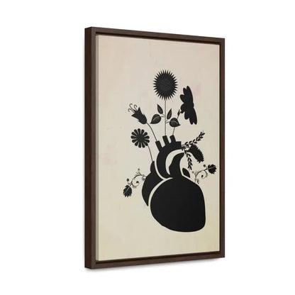 Elegant Vertical Frame: Human Heart with Flowers Artwork - Canvas