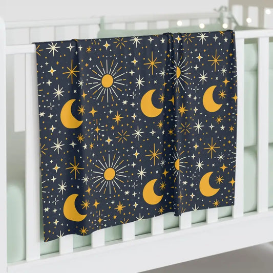 Cozy Sun Moon Stars Baby Swaddle Blanket for Sweet Dreams - 30’’ × 40’’ / White Home Decor