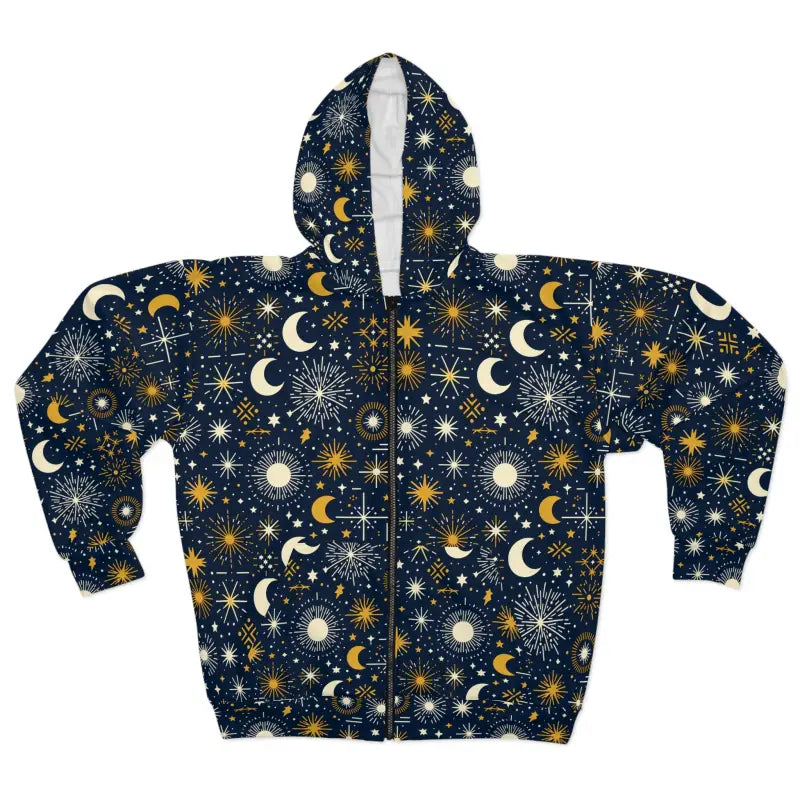 Dreamy Sun Moon Stars Hoodie with Black Zipper - Xs Hoodies