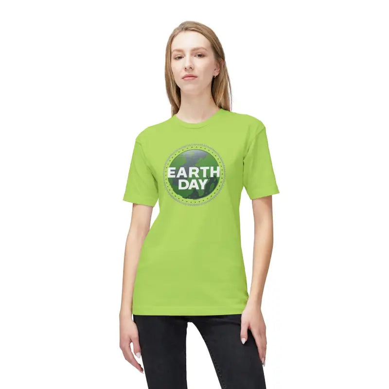 Eco Chic Usa-made Earth Day Tee - 100% Cotton Comfort - Lime Green / s T-shirt