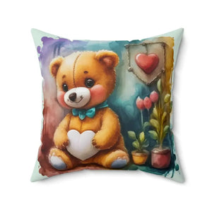 Teddy Bear Polyester Square Pillow - Ultra Soft Plush Comfort - Dipaliz - Throw Pillows