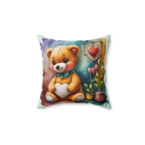 Teddy Bear Polyester Square Pillow - Ultra Soft Plush Comfort - Dipaliz - Throw Pillows