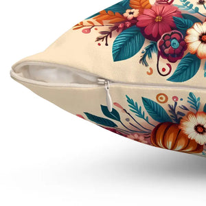 Cozy Thanksgiving Polyester Pillow - Happy Turkey Design - Dipaliz - Throw Pillows