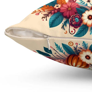 Cozy Thanksgiving Polyester Pillow - Happy Turkey Design - Dipaliz - Throw Pillows