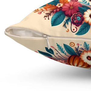 Cozy Thanksgiving Polyester Pillow - Happy Turkey Design - Dipaliz - Throw Pillows