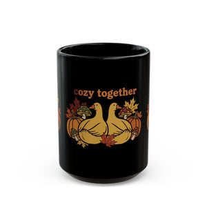 Cozy Together Duck Autumn Mug, Fall Pumpkin & Leaves Coffee Cup (11oz/15oz) - Mugs