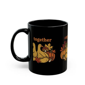 Cozy Together Duck Autumn Mug, Fall Pumpkin & Leaves Coffee Cup (11oz/15oz) - Mugs