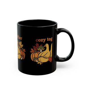 Cozy Together Duck Autumn Mug, Fall Pumpkin & Leaves Coffee Cup (11oz/15oz) - Mugs