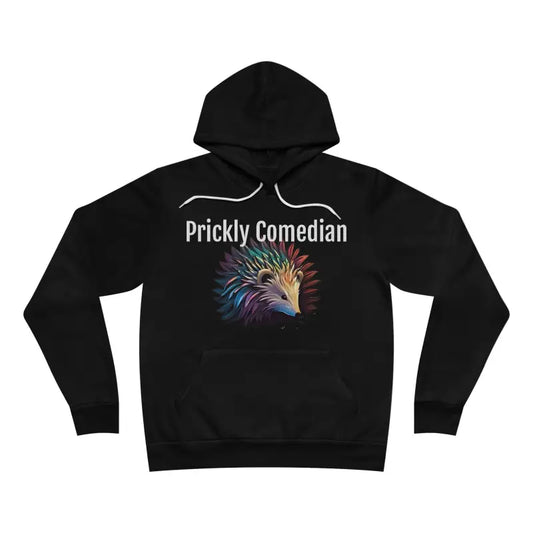 Cozy Unisex Fleece Pullover Hoodie - Prickly Hedgehog Style - Black / Xs