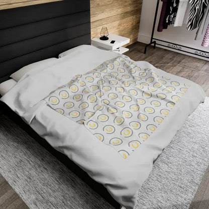 Cozy Oasis: Abstract Yellow Velveteen Plush Blanket - All Over Prints