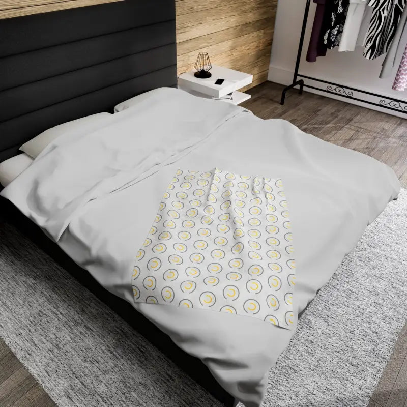 Cozy Oasis: Abstract Yellow Velveteen Plush Blanket - All Over Prints