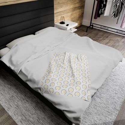 Cozy Oasis: Abstract Yellow Velveteen Plush Blanket - All Over Prints