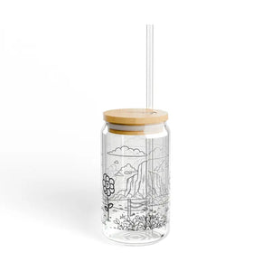 Floral Sipper Glass with Straw - Colorful Bloom Style - Dipaliz - Tumblers