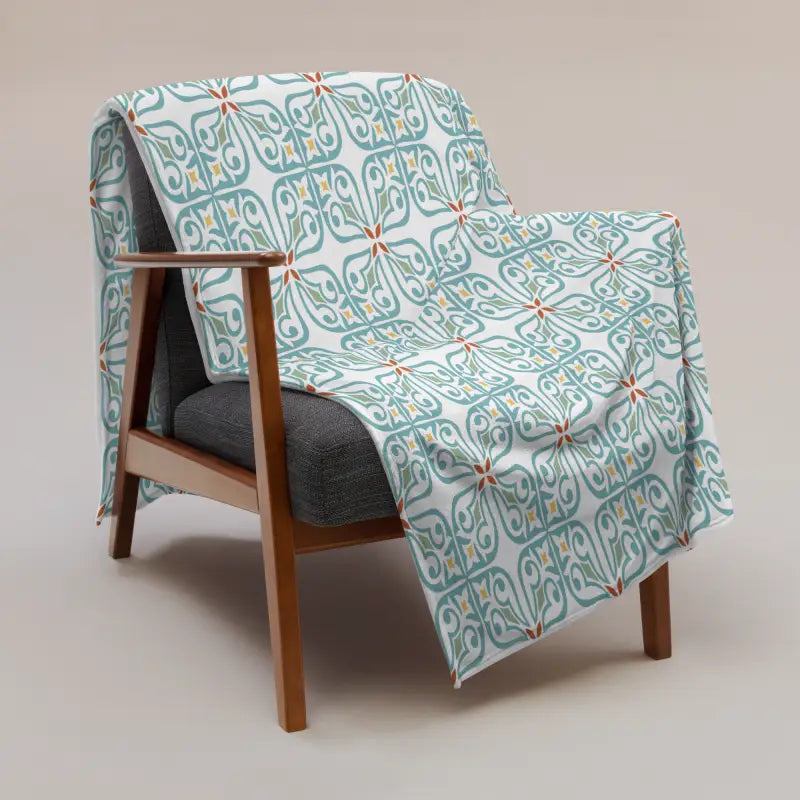 Cozy Up In Cyan Geometrical Bliss With Our Luxe Throw - Blanket