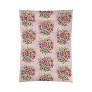 Floral Comforter - Vibrant Pink Garden Design - Dipaliz - Quilts & Comforters