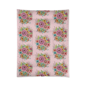 Floral Comforter - Vibrant Pink Garden Design - Dipaliz - Quilts & Comforters