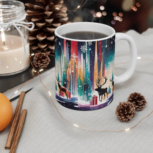 Cozy Up this Christmas with a Festive Reindeer Mug! - 11oz Mug