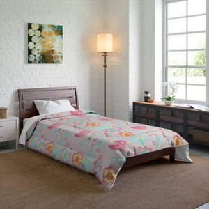 Floral Print Comforter - Cozy Modern Bedroom Style - Dipaliz - 68’’ × 88’’ - Quilts & Comforters