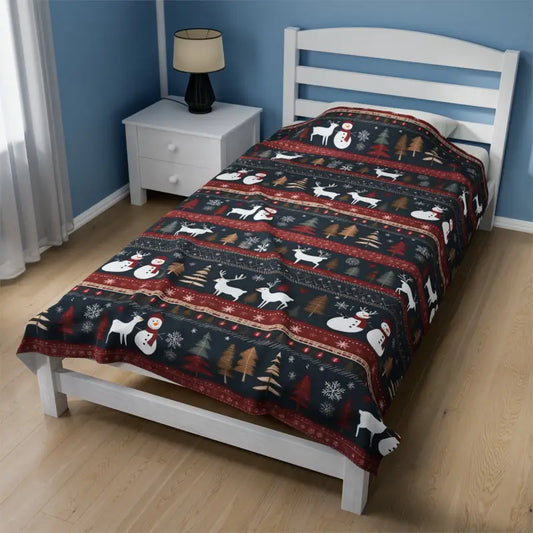 Celebrate Cozy Holidays with a Velveteen Christmas Reindeer Blanket! - 60’’ × 80’’ All Over Prints